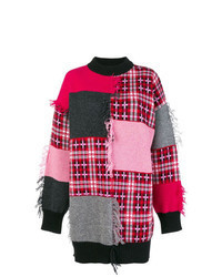 Pink Plaid Crew-neck Sweater