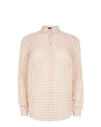Exclusives New Look Inspire Cream Long Sleeve Gingham Shirt