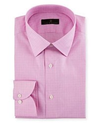 Ike Behar Gold Label Micro Glen Plaid Dress Shirt Bright Pink