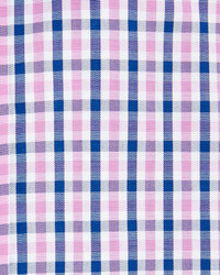 Neiman Marcus Trim Fit Regular Finish Plaid Cotton Dress Shirt Pink