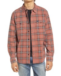 RVCA Panhandle Plaid Long Sleeve Flannel Button Up Shirt In Brick Red At Nordstrom