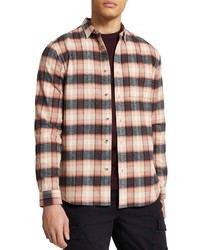 River Island Pink Plaid Flannel Button Up Shirt