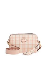 Pink Plaid Leather Crossbody Bag