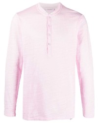 Pink Plaid Long Sleeve Henley Shirt