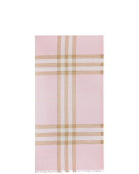 Burberry Pink And Beige Gauze Giant Check Scarf