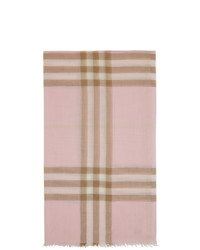 Burberry Pink And Beige Gauze Giant Check Scarf