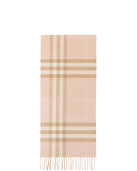 Burberry Pink And Beige Giant Check Scarf