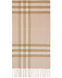 Burberry Pink Beige Cashmere Classic Check Scarf