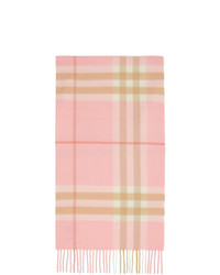 Burberry Pink Cashmere Giant Check Scarf