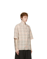 Lemaire Pink And Brown Check Short Sleeve Shirt