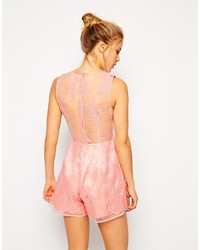 Asos Collection Playsuit With Floral Sheer Layer