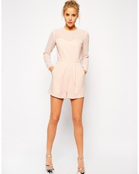 Asos Collection Playsuit With Sheer Sleeves