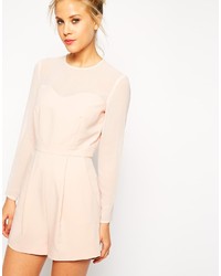 Asos Collection Playsuit With Sheer Sleeves