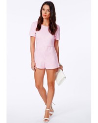 Missguided Aurina Tailored Dogtooth Romper In Pink