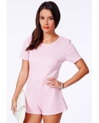 Missguided Aurina Tailored Dogtooth Romper In Pink