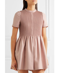 Valentino Pleated Wool And Silk Blend Playsuit Pink