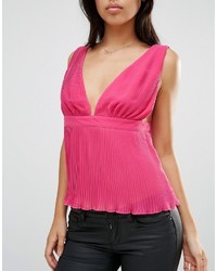 Asos Pleated Plunge Neck Top