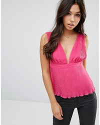 Asos Pleated Plunge Neck Top