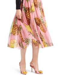 Dolce & Gabbana Dolcegabbana Pineapple Print Pleated Midi Skirt