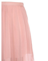 Rochas Pleated Silk Chiffon Midi Skirt