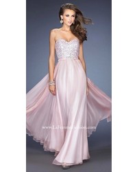 Pink Pleated Evening Dress