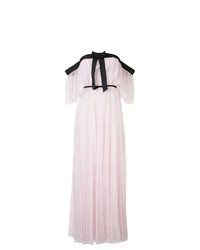 Pink Pleated Lace Evening Dress