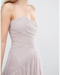 Little Mistress Bandeau Midi Dress With Pleated Lace Detail