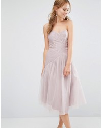 Little Mistress Bandeau Midi Dress With Pleated Lace Detail