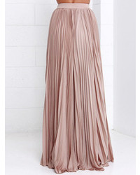 Pink Pleated Maxi Skirt