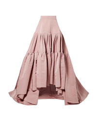 Reem Acra Tiered Silk Faille Maxi Skirt