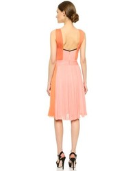 J. Mendel Asymmetrical Color Pleat Dress