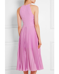 Halston Heritage Pleated Crepe Midi Dress Violet