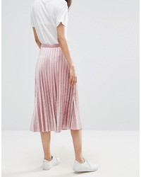 Asos Tall Asos Tall Pleated Midi Skirt In Velvet