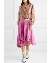 Chloé Asymmetric Satin Jersey Midi Skirt
