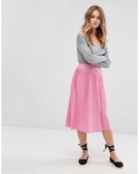 Pull&Bear Pleat Detail Midi Skirt