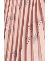 Valentino Pleated Printed Silk Crepe De Chine Midi Skirt