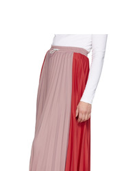 Moncler Red And Pink Bicolor Pleated Skirt