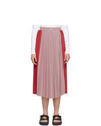 Moncler Red And Pink Bicolor Pleated Skirt