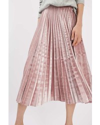 Tall Velvet Pleated Midi Skirt