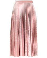 Topshop Velvet Pleat Midi Skirt