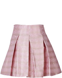 Jil Sander Navy Silk Jacquard Fine Wave Flared Skirt