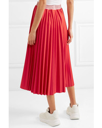 Moncler Pleated Satin Midi Skirt