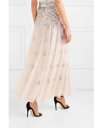 Temperley London Starlet Sequined Pleated Chiffon And Point Desprit Maxi Skirt