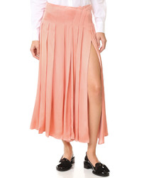 Pink Pleated Silk Skirt