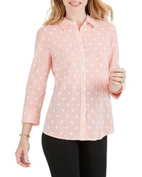 Foxcroft Ava Dot Over Stripe Print Shirt