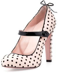 RED Valentino Polka Dot Leather Mary Jane Pump Light Pink
