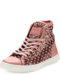 Pink Polka Dot Sequin High Top Sneakers