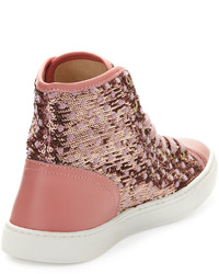 RED Valentino Polka Dot Sequined High Top Sneaker Pinkmulti