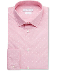 Richard James Pink Slim Fit Polka Dot Cotton Shirt