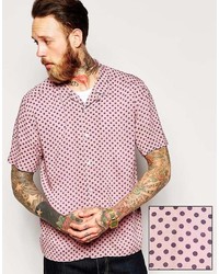 Asos Brand Shirt In Short Sleeve With Polka Dot Print